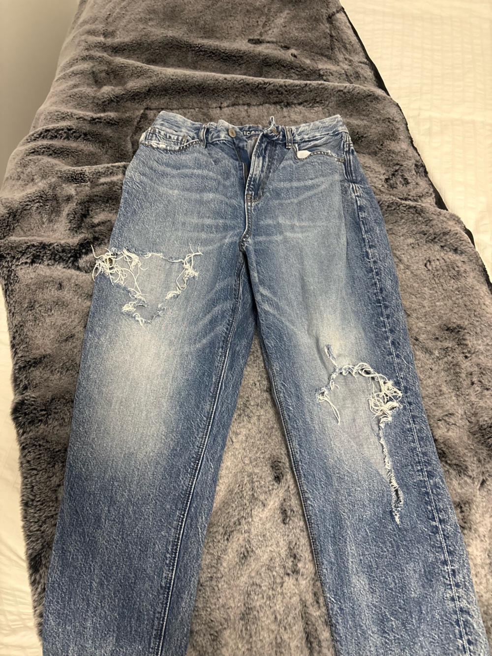 American Eagle Outfitters Distressed Light Blue Straight Jeans